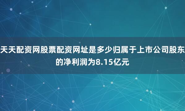 天天配资网股票配资网址是多少归属于上市公司股东的净利润为8.15亿元