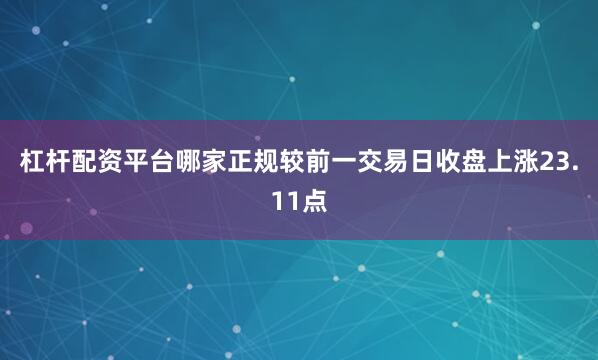 杠杆配资平台哪家正规较前一交易日收盘上涨23.11点