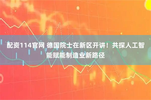 配资114官网 德国院士在新区开讲！共探人工智能赋能制造业新路径